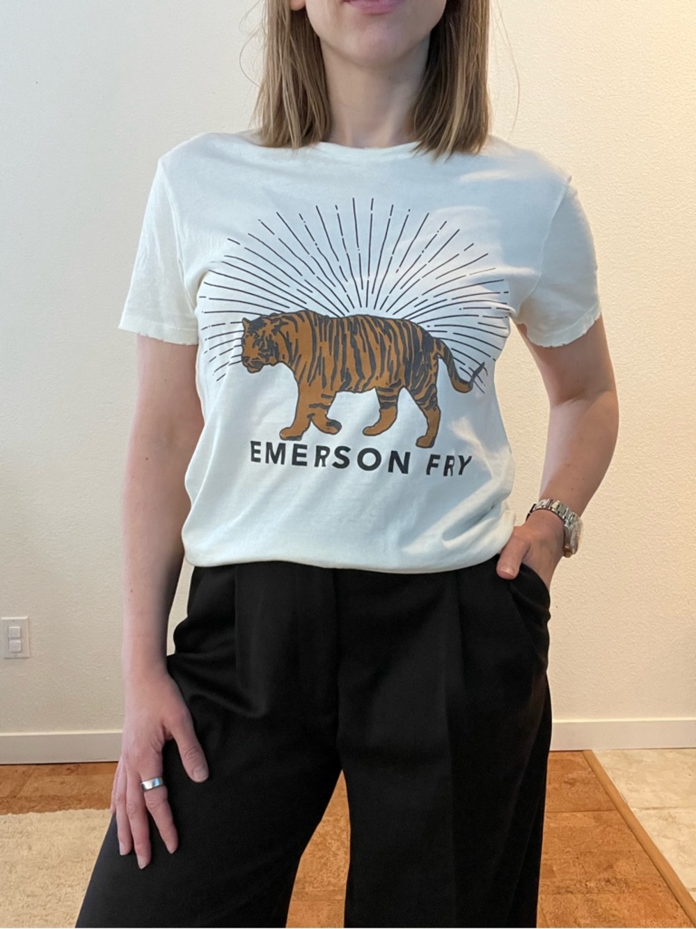 Emerson Fry Cream Short-Sleeve Tiger Graphic Tee